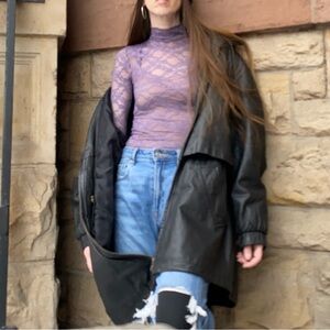 Venezia Vintage Black Leather Jacket Sz 18-20 Grunge 90s Oversized Y2K Biker